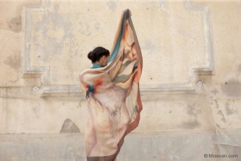 'Two Muses' Silk Scarf by Miss Van