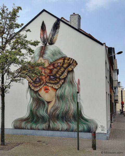 Moth Muse Mural by Miss Van - Belgium 2019 - The Crystal Ship Fest