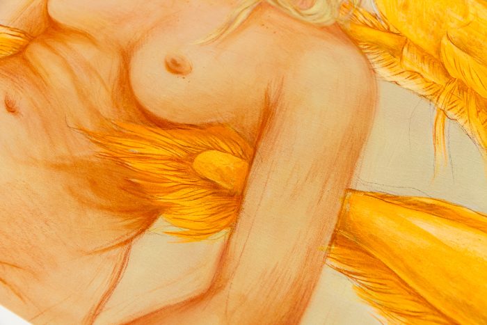 Painted "Nude With Golden Fishes" - Print - Miss Van 2023